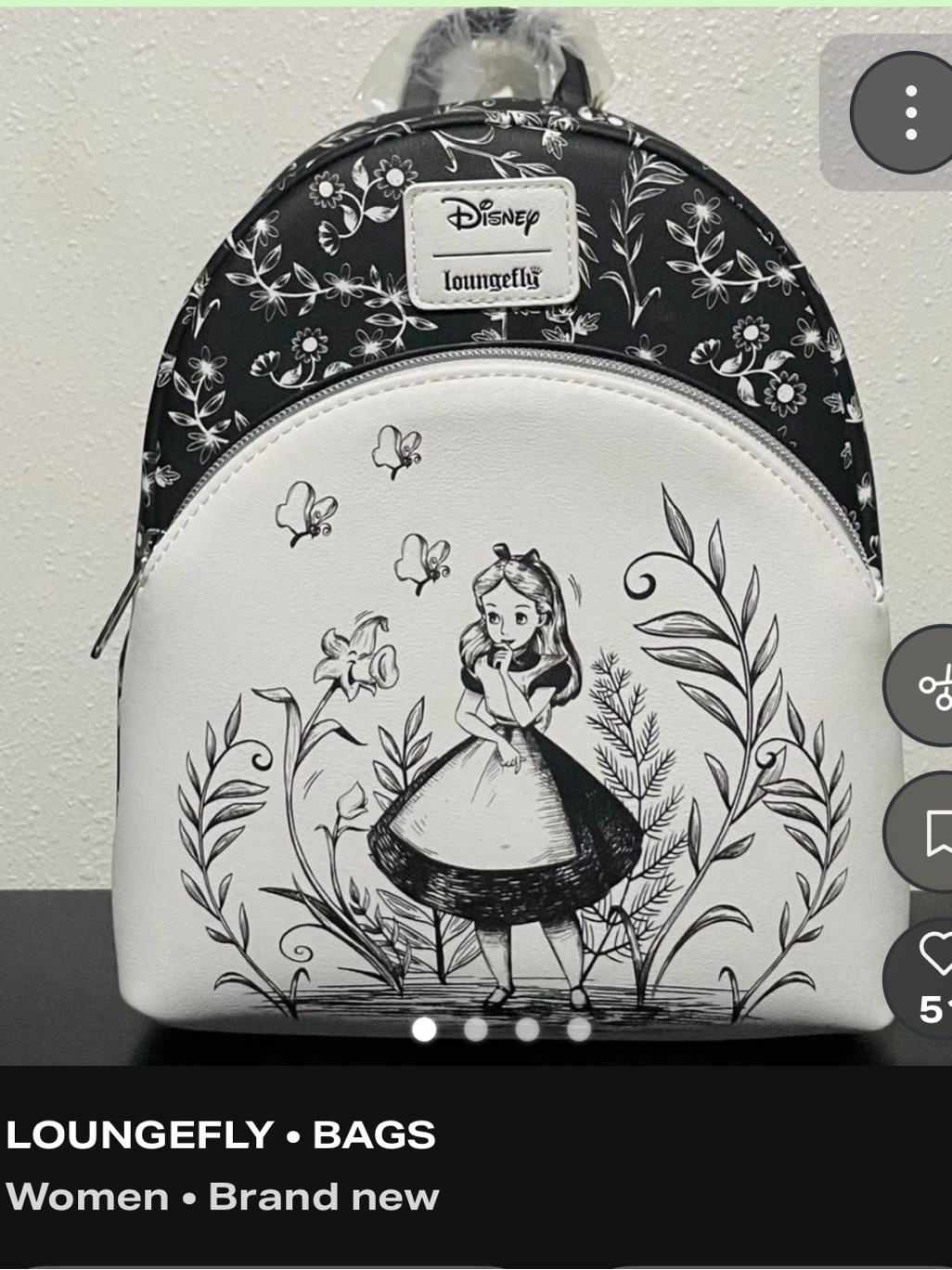 Loungefly Black & White Alice In Wonderland Backpack